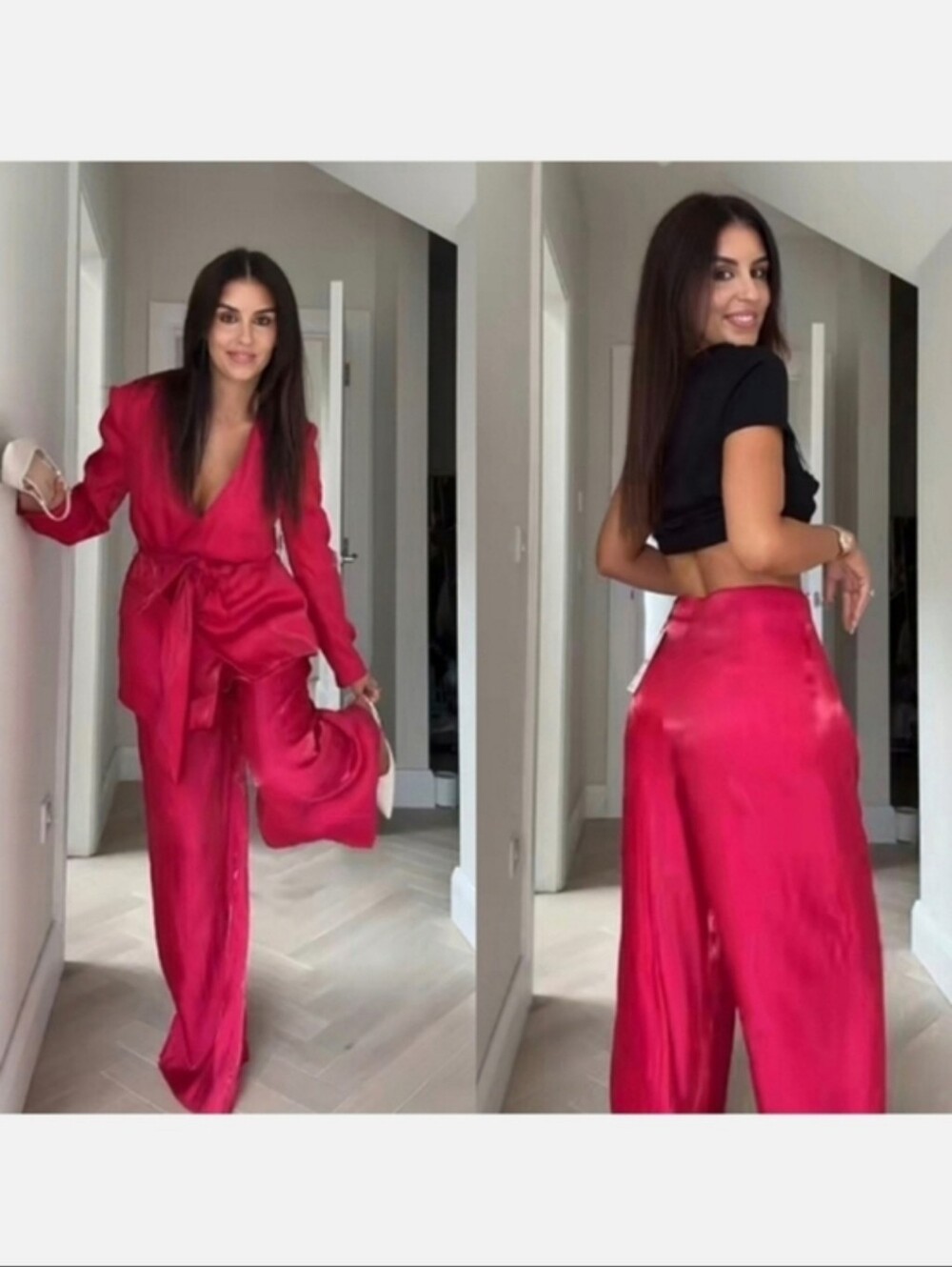 Zara Set 2pc Wide Pants and Blazer Pink Size XL - Picture 6 of 16